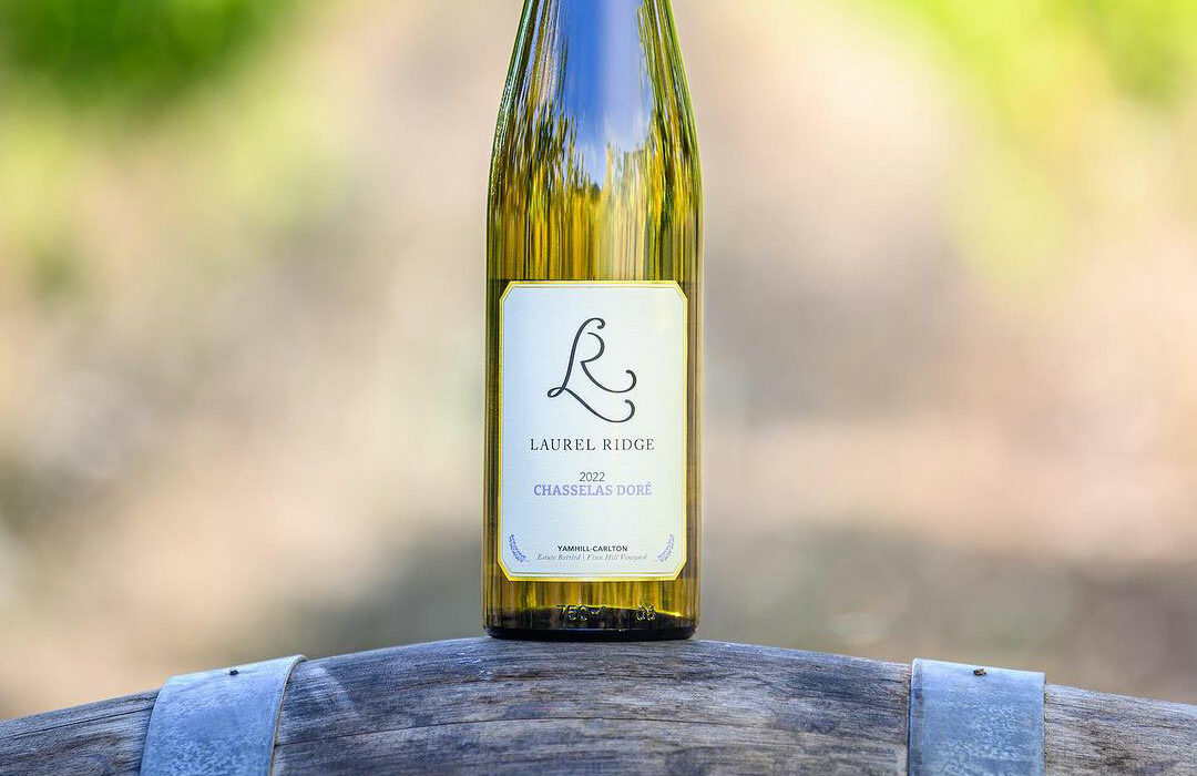 Bottle of 2022 Laurel Ridge Winery award winning Chasselas Doré