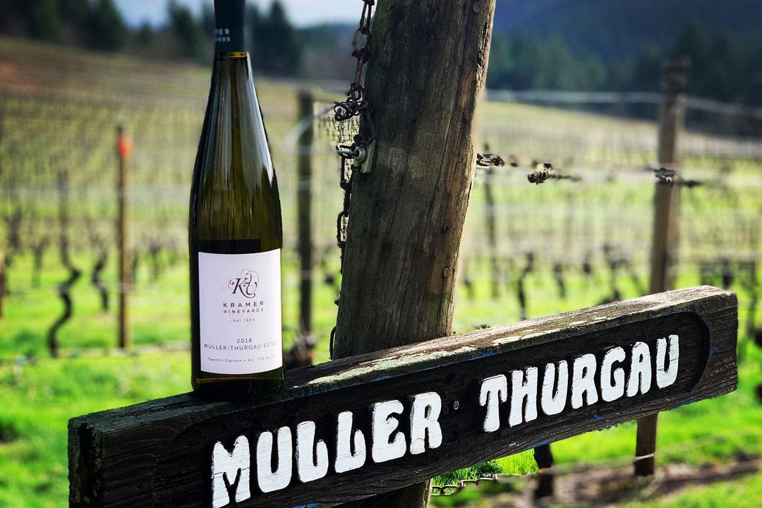 23_YCAVA_Blog83265998_210379730139804_1048643769072347642_n Bottle of 2018 Kramer Vineyards Muller-Thurgau wine
