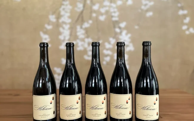 Lineup of Holocene wines